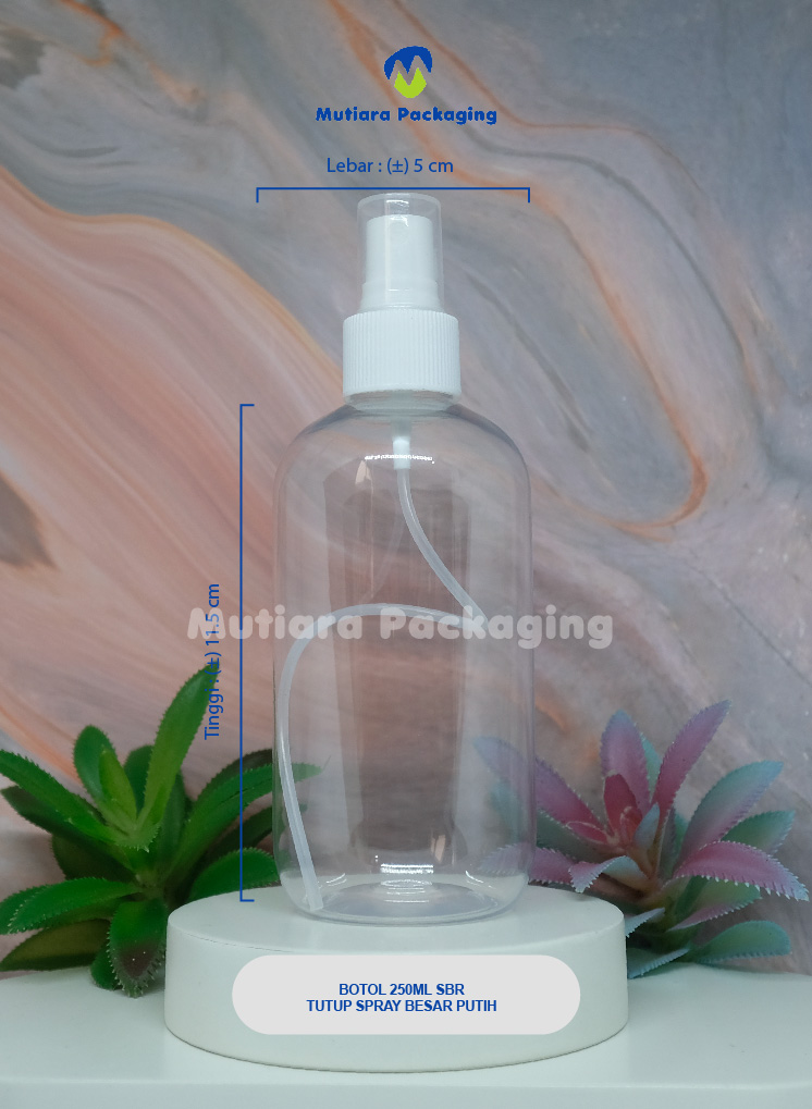 BOTOL SBR 250ML TUTUP SPRAY BESAR PUTIH