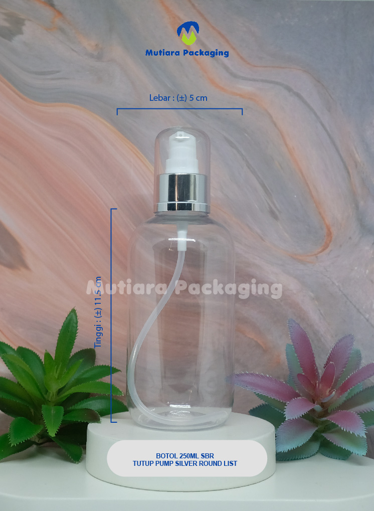 BOTOL SBR 250ML TUTUP PUMP SILVER ROUND LIST