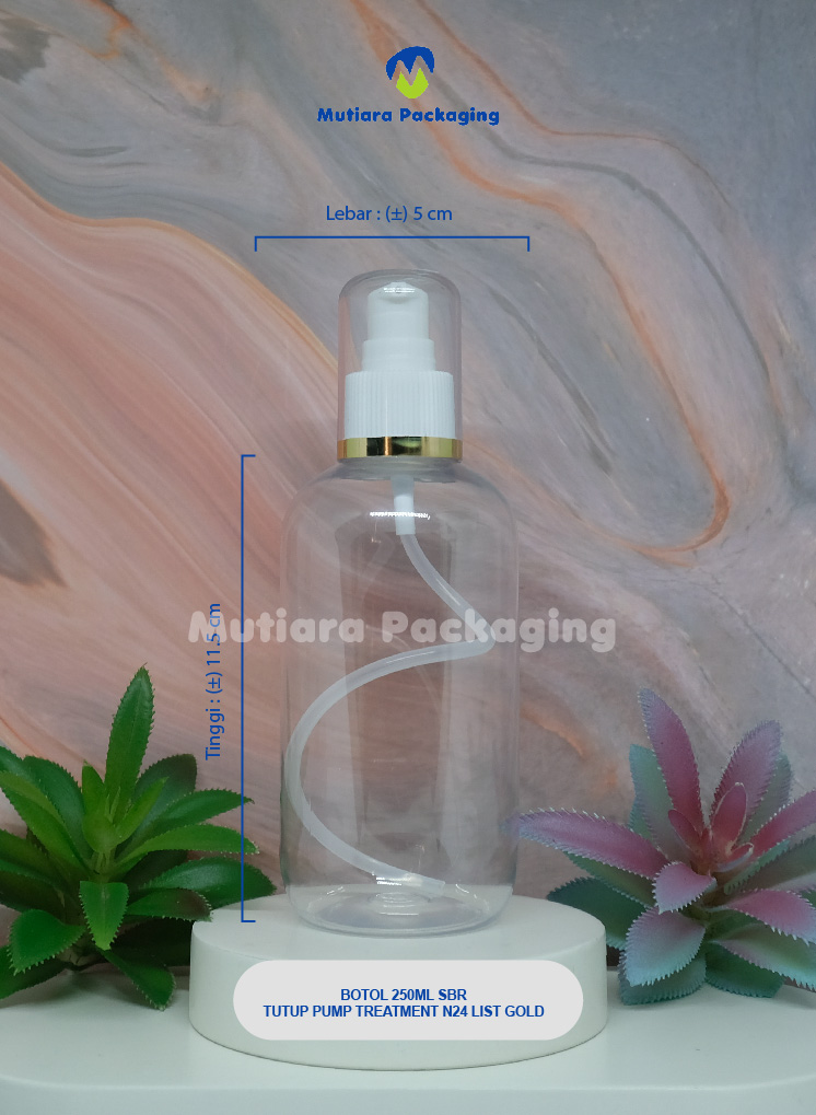 BOTOL SBR 250 ML TUTUP PUMP TREATMENT N24 LIST GOLD