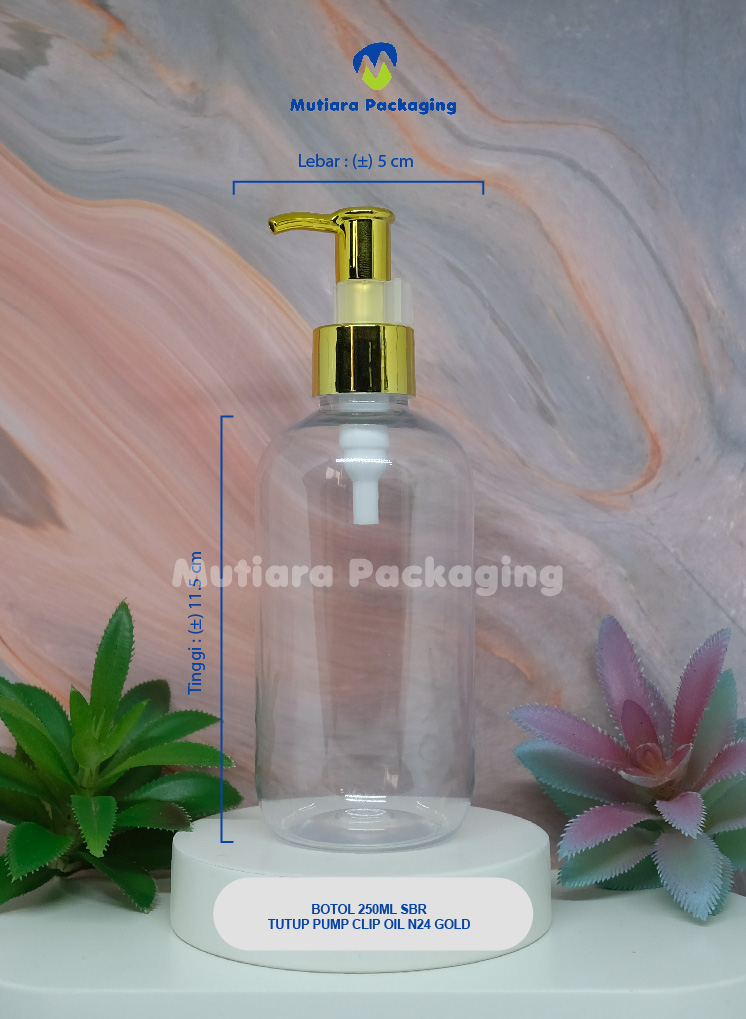 BOTOL SBR 250ML TUTUP PUMP CLIP OIL N24 GOLD