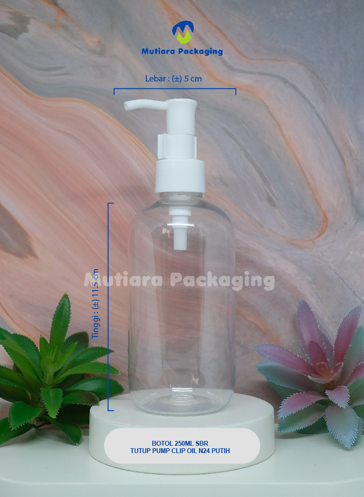 BOTOL SBR 250ML TUTUP PUMP CLIPOIL N24 PUTIH