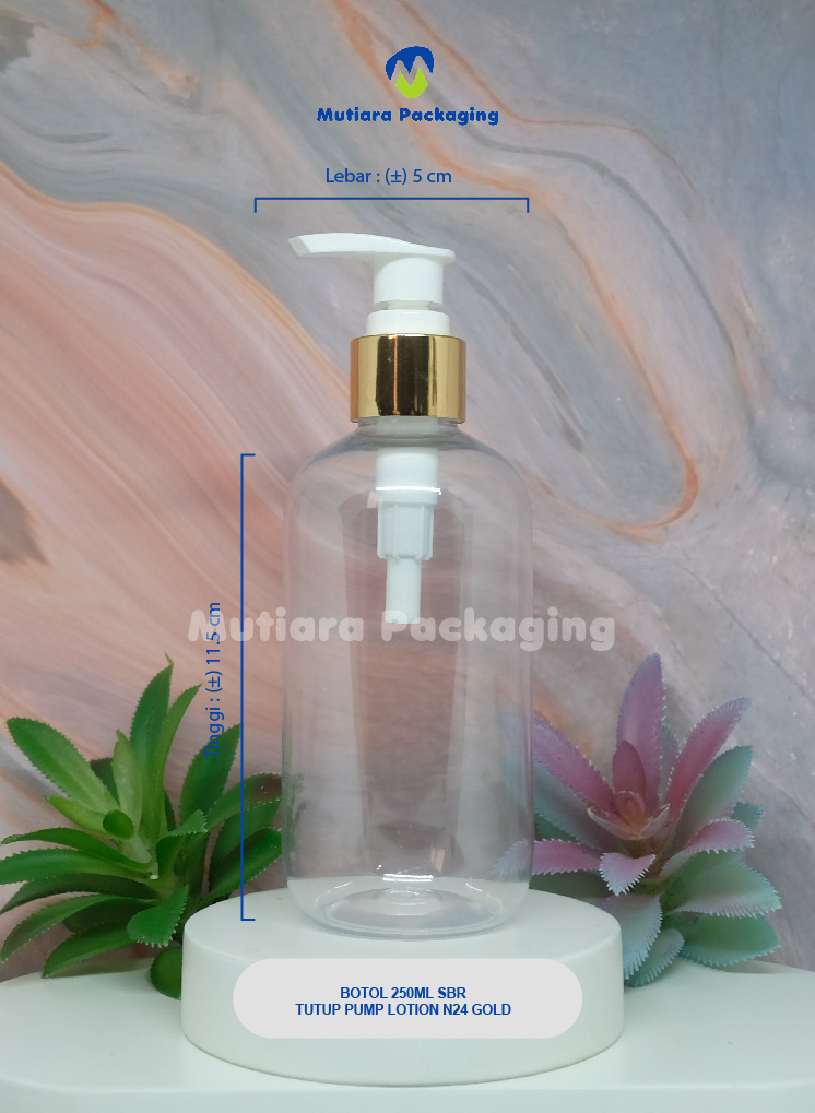 BOTOL SBR 250ML TUTUP PUMP LOTION N24 GOLD