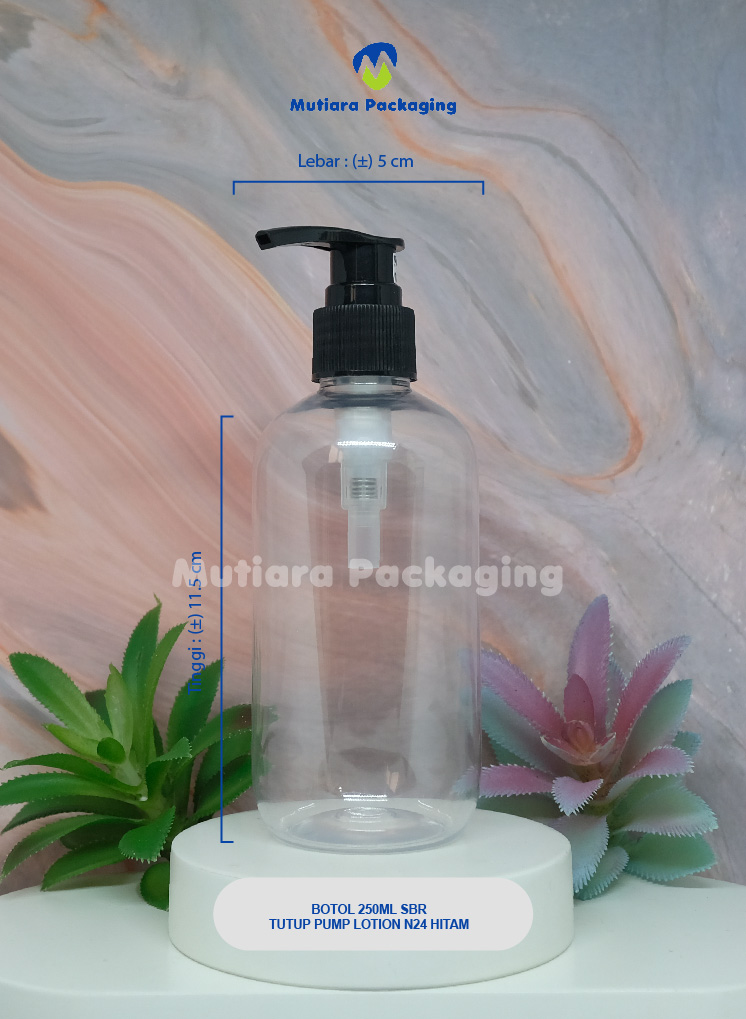 BOTOL SBR 250ML TUTUP PUMP LOTION N24 HITAM