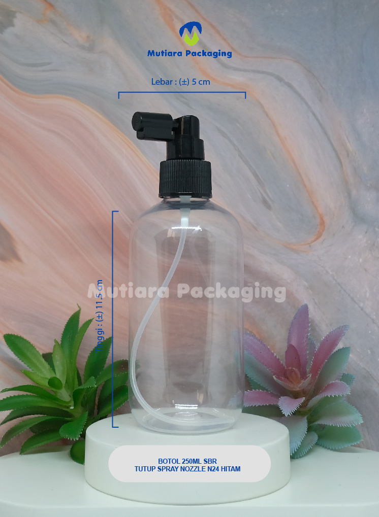 BOTOL SBR 250ML TUTUP SPRAY NOZZLE N24 HITAM