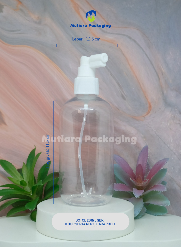 BOTOL SBR 250ML TUTUP SPRAY NOZZLE N24 PUTIH