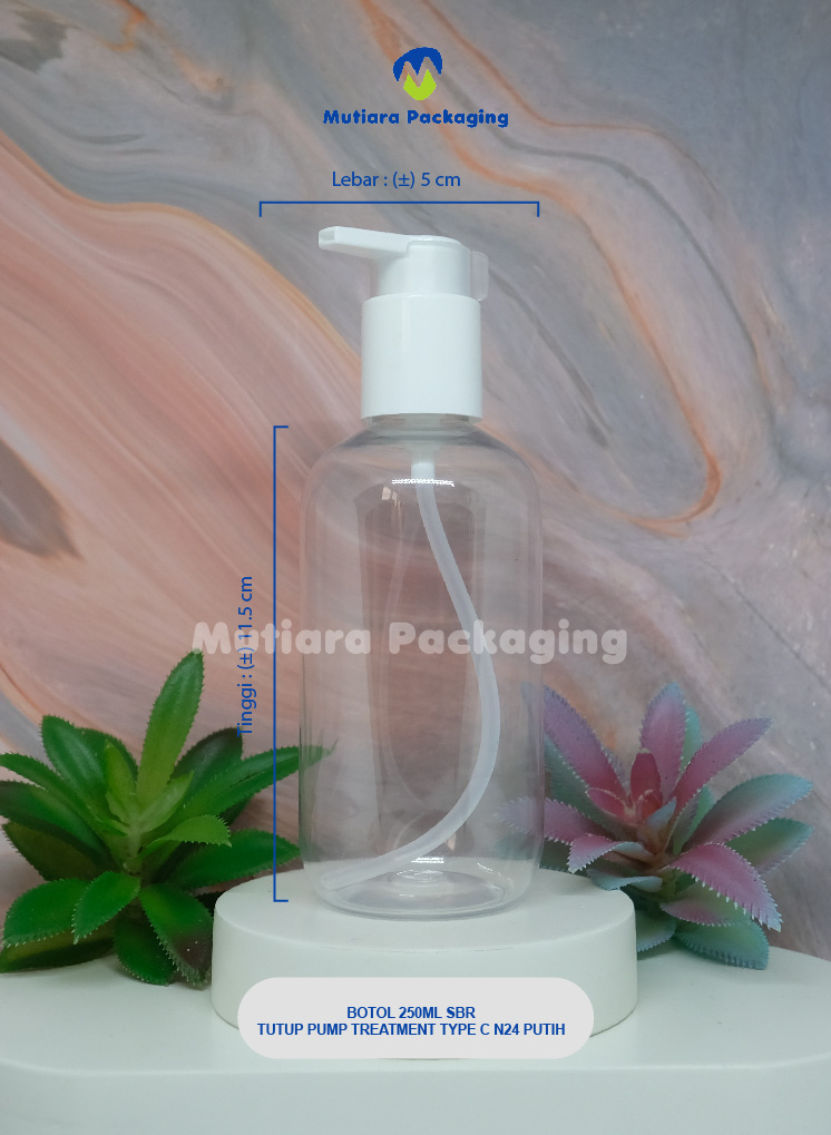 BOTOL SBR 250ML TUTUP PUMP TREATMENT NECK 24 PUTIH