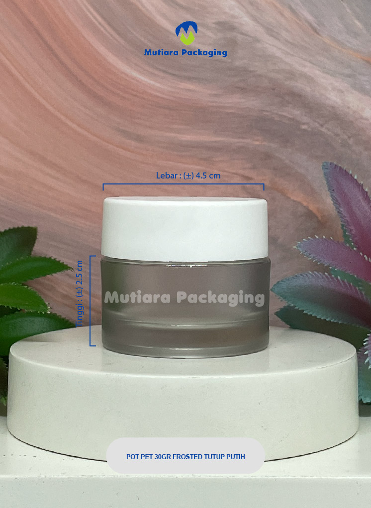 POT PET 30GR  FROSTED TUTUP PUTIH