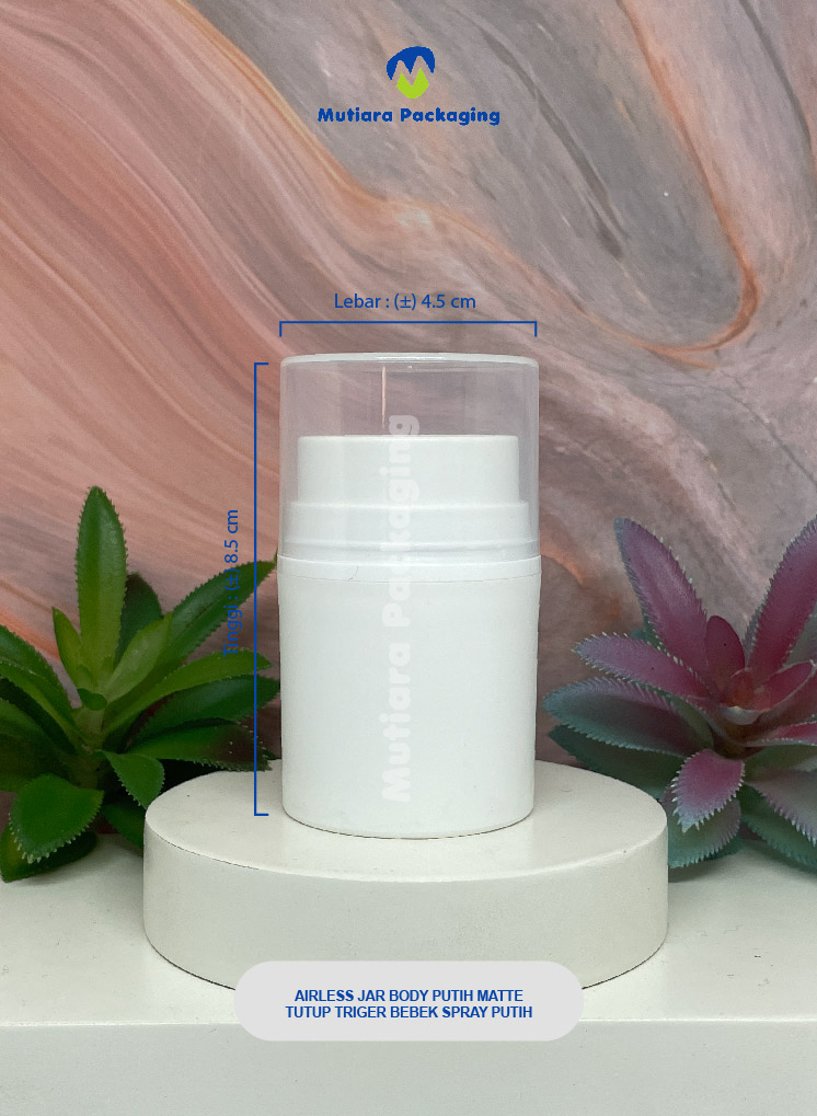 AIRLESS JAR BODY PUTIH MATTE CAP CLEAR GLOSSY 30GR
