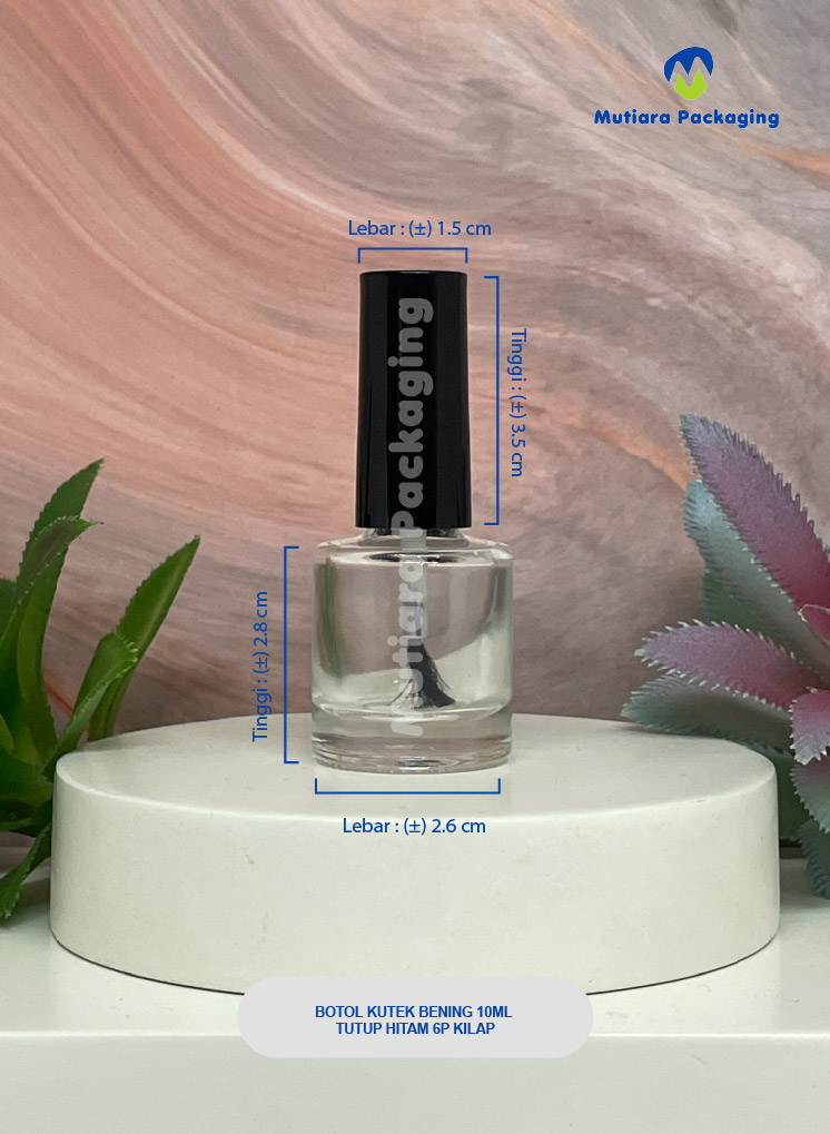 BOTOL KUTEK BENING 10ML TUTUP HITAM 6P KILAP