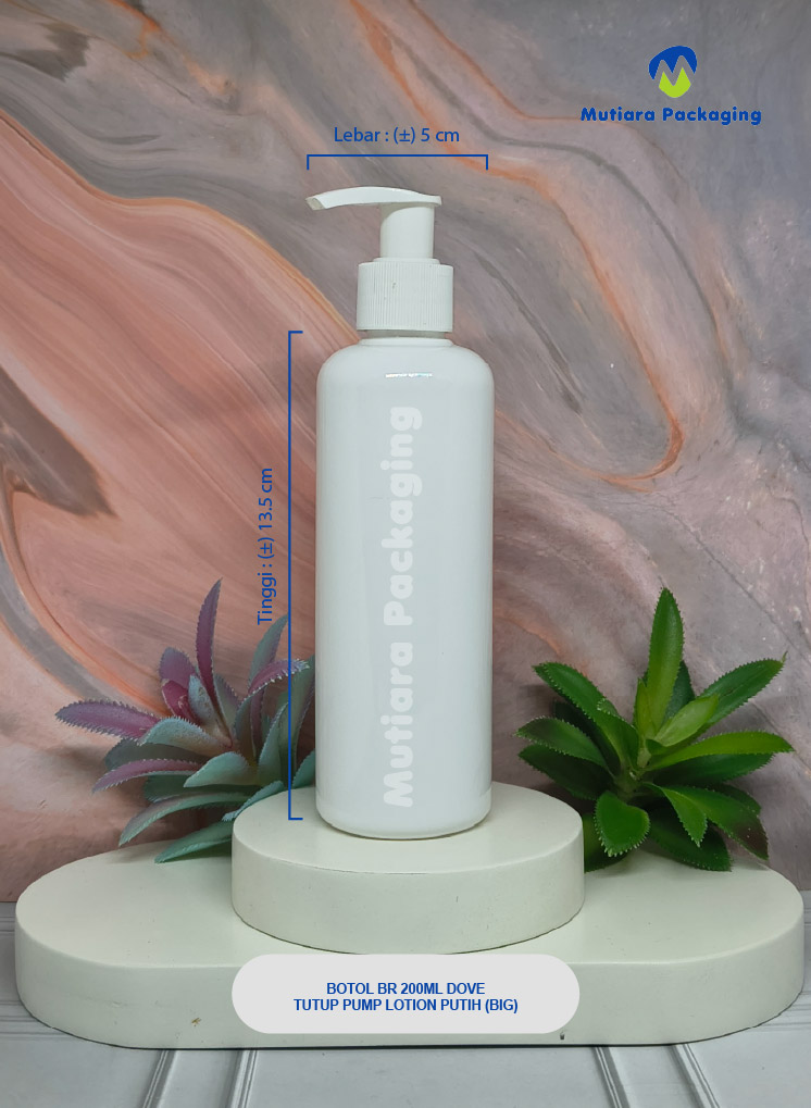 BOTOL BR 200ML DOVE TUTUP PUMP LOTION PUTIH (BIG)