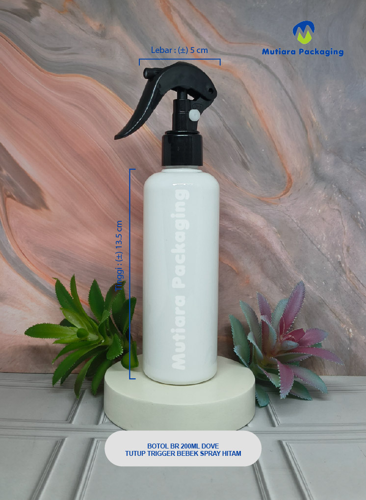 BOTOL BR 200ML DOVE TUTUP TRIGER BEBEK SPRAY BLACK