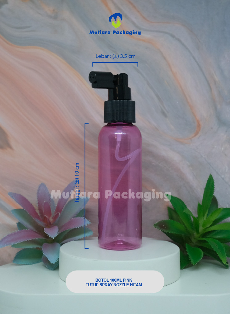 BOTOL  100ML PINK TUTUP SPRAY NOZZLE HITAM