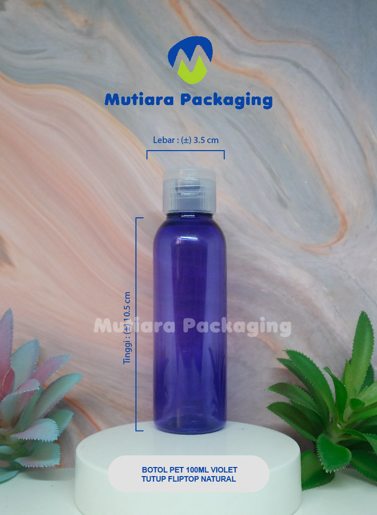 BOTOL  100ML VIOLET TUTUP FLIPTOP NATURAL