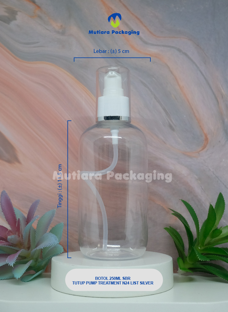 BOTOL SBR 250ML TUTUP PUMP TREATMENT N24 LIST SILVER