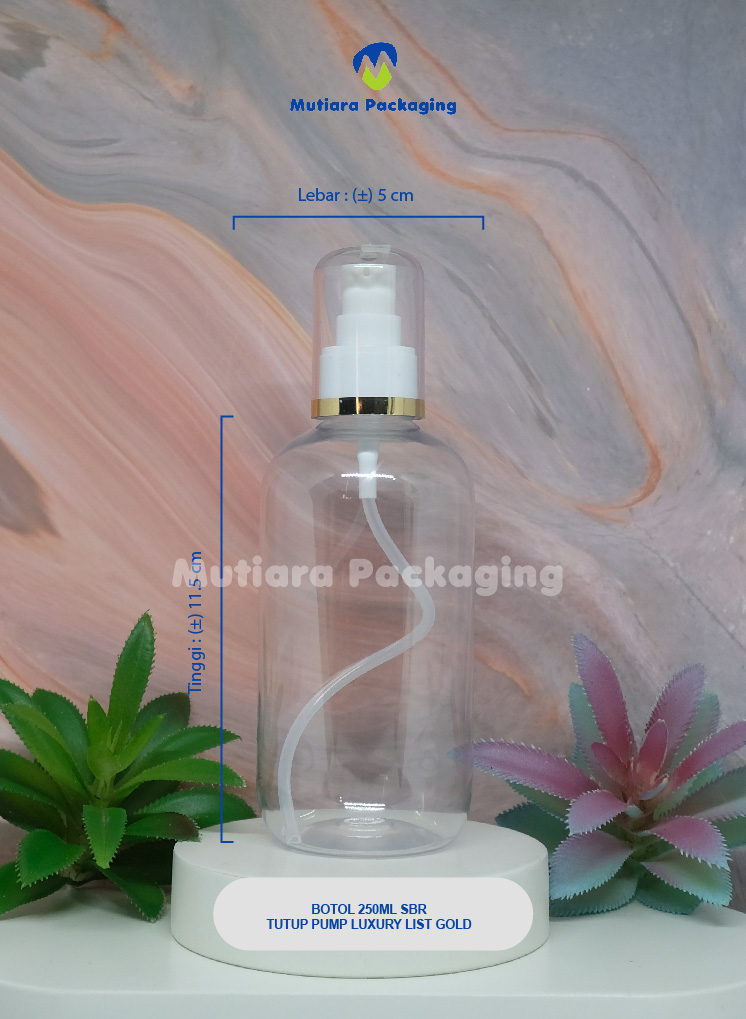 BOTOL SBR 250ML TUTUP PUMP LUXURY LIST GOLD