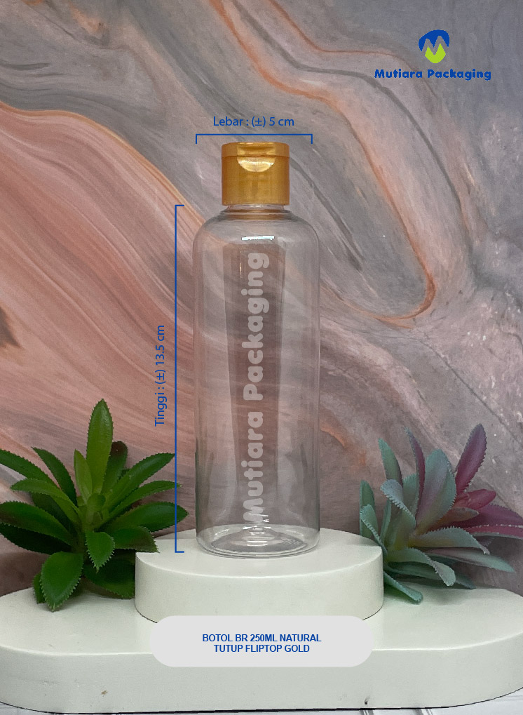 BOTOL BR 250ML NATURAL TUTUP FLIPTOP GOLD