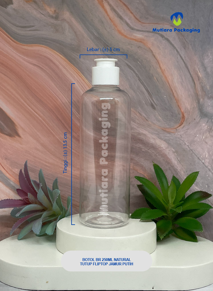 BOTOL BR 250ML NATURAL TUTUP FLIPTOP JAMUR PUTIH