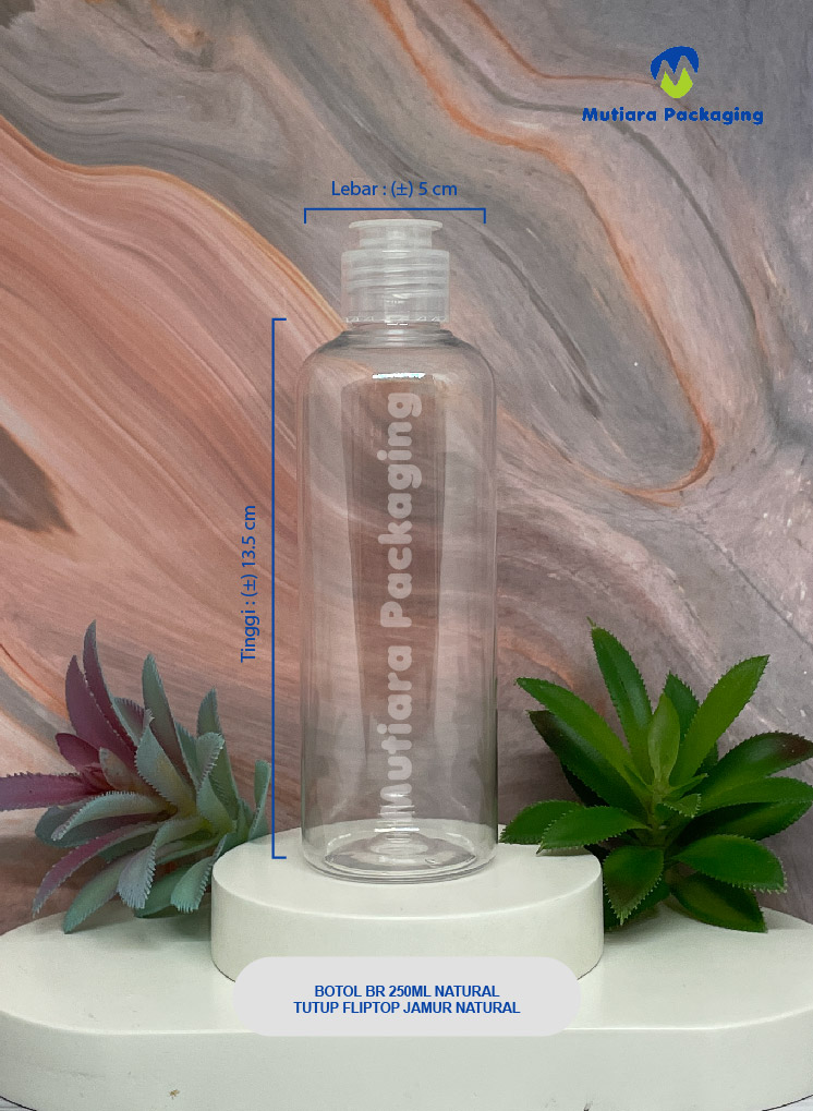 BOTOL BR 250ML NATURAL TUTUP FLIPTOP JAMUR NATURAL