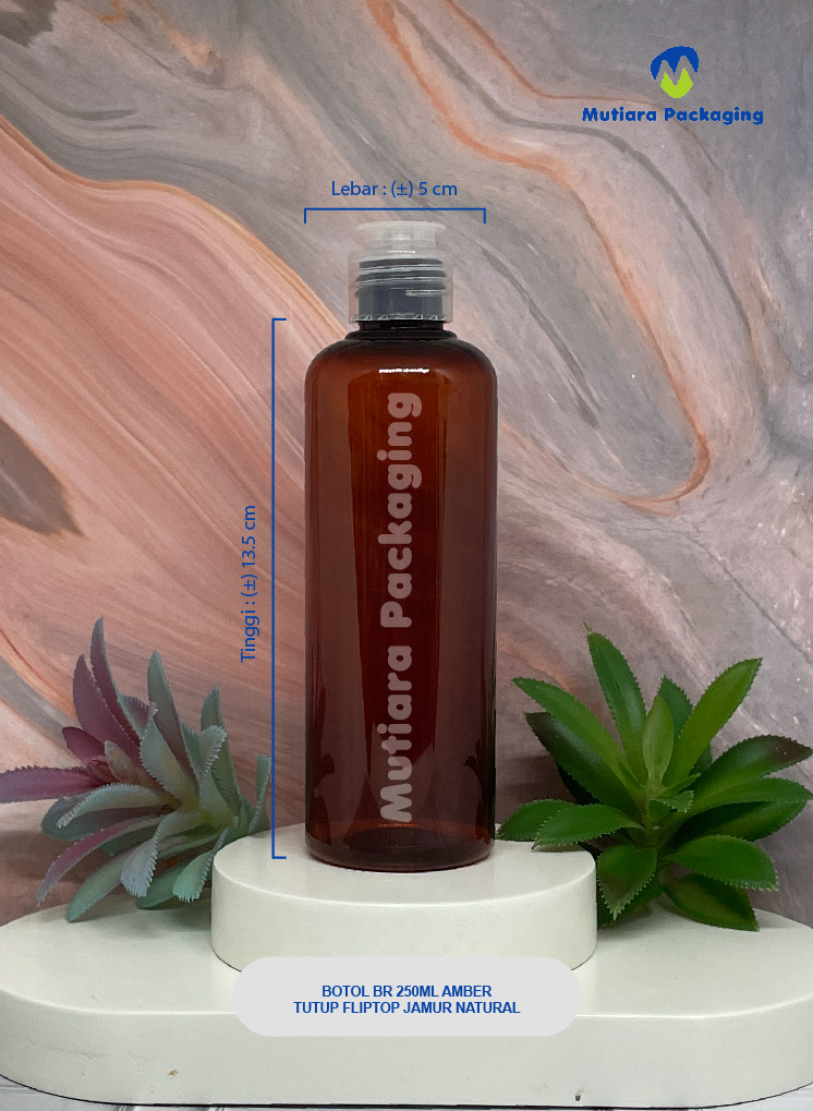 BOTOL BR 250ML AMBER TUTUP FLIPTOP JAMUR NATURAL