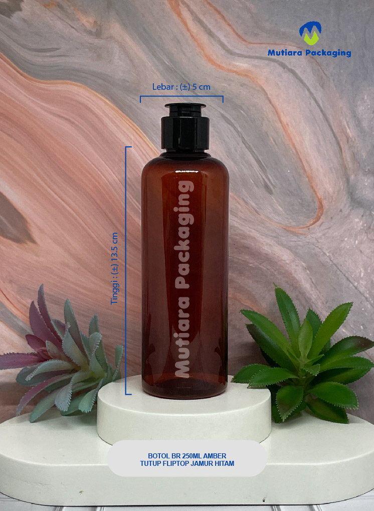 BOTOL BR 250ML AMBER TUTUP FLIPTOP JAMUR HITAM