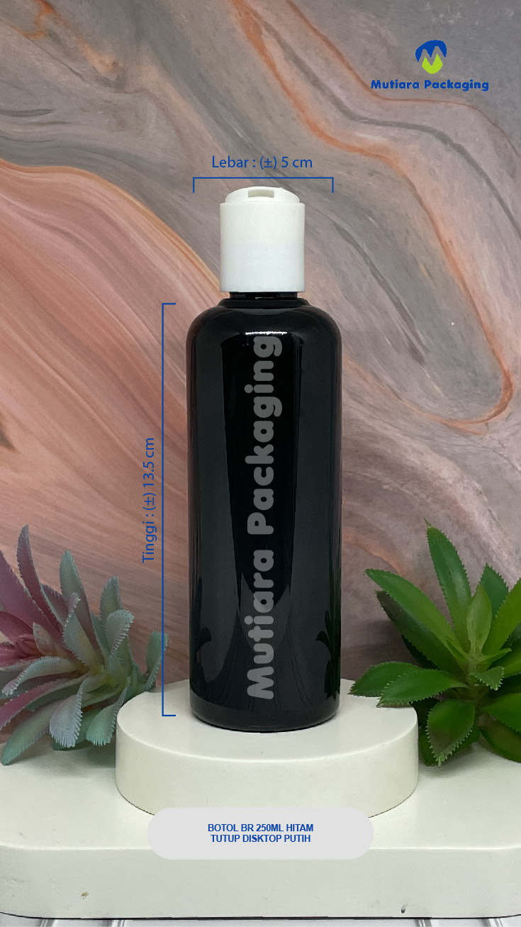 BOTOL BR 250ML HITAM TUTUP DISKTOP PUTIH