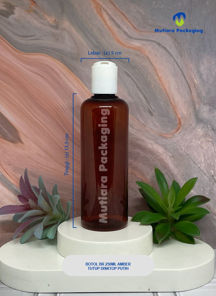 BOTOL BR 250ML AMBER TUTUP DISKTOP PUTIH