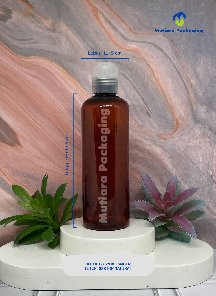 BOTOL BR 250ML AMBER TUTUP DISKTOP NATURAL
