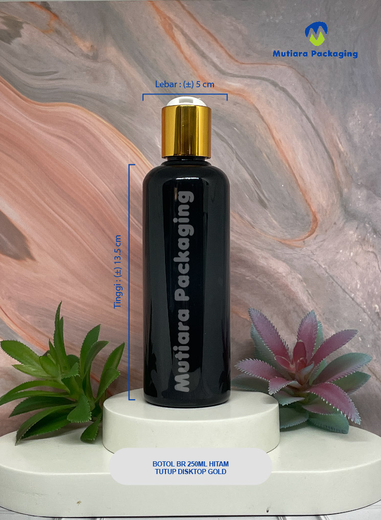 BOTOL BR 250ML HITAM TUTUP DISKTOP GOLD