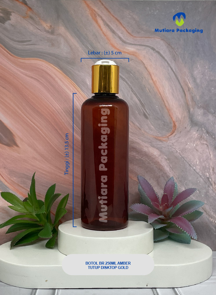 BOTOL BR 250ML AMBER TUTUP DISKTOP GOLD