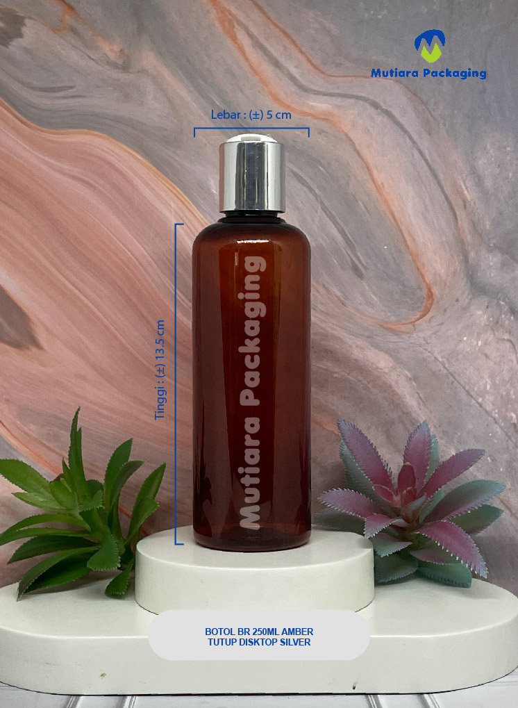 BOTOL BR 250ML AMBER TUTUP DISKTOP SILVER