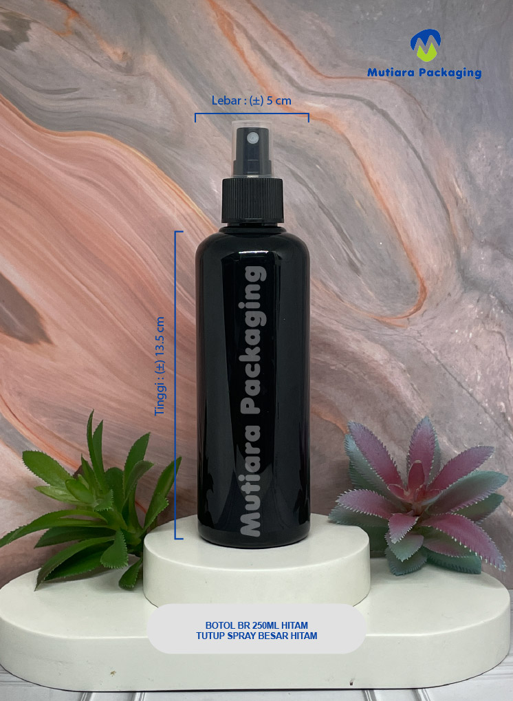 BOTOL BR 250ML HITAM TUTUP SPRAY BESAR HITAM