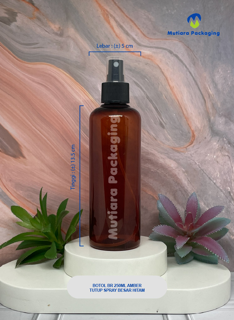 BOTOL BR 250ML AMBER TUTUP SPRAY BESAR HITAM