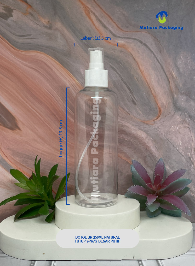 BOTOL BR 250ML NATURAL TUTUP SPRAY BESAR PUTIH