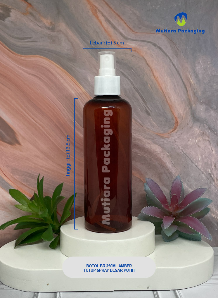 BOTOL BR 250ML AMBER TUTUP SPRAY BESAR PUTIH