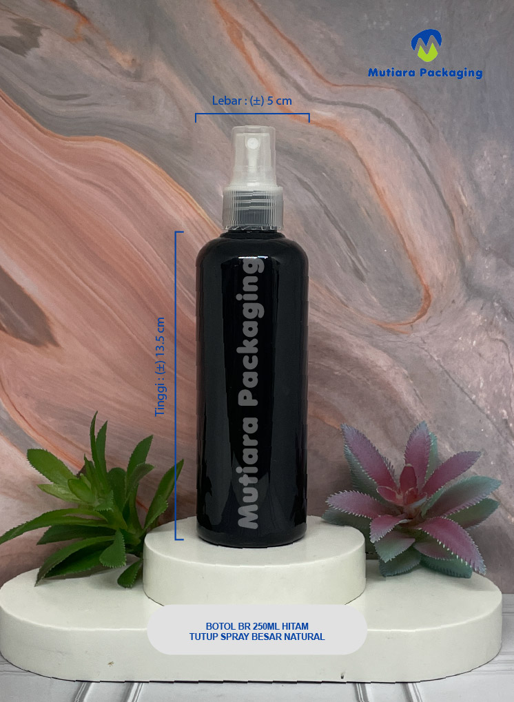 BOTOL BR 250ML HITAM TUTUP SPRAY BESAR NATURAL