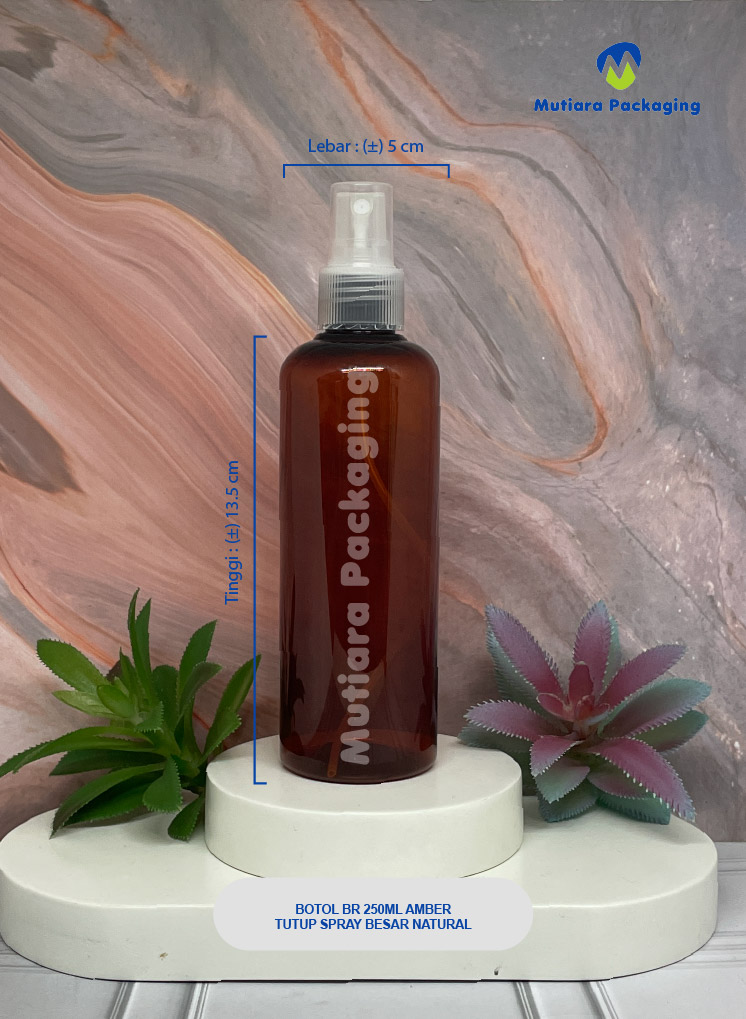 BOTOL BR 250ML AMBER TUTUP SPRAY BESAR NATURAL