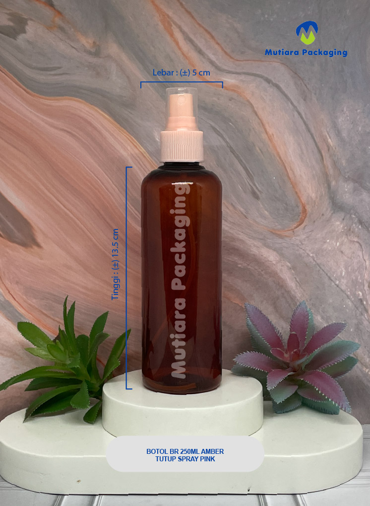 BOTOL BR 250ML AMBER TUTUP SPRAY BESAR PINK