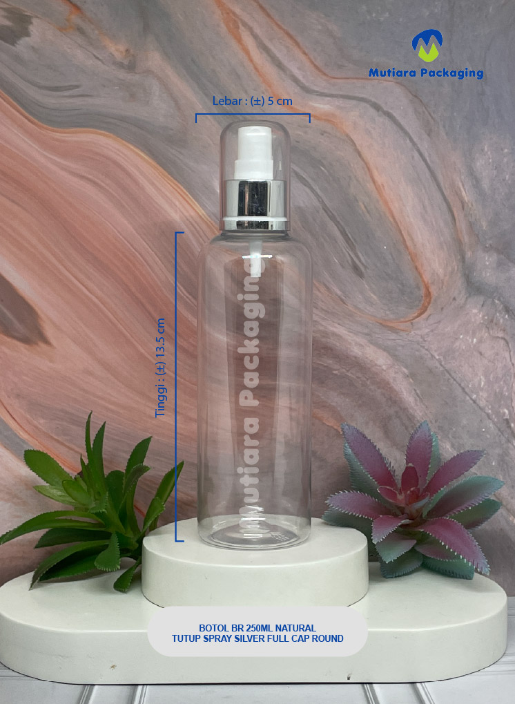 BOTOL BR 250ML NATURAL TUTUP SPRAY SILVER FULL CAP