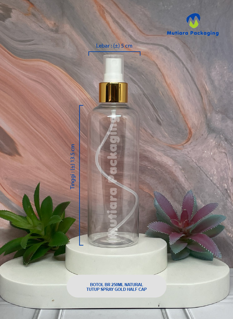 BOTOL BR 250ML NATURAL TUTUP SPRAY  GOLD HALF CAP