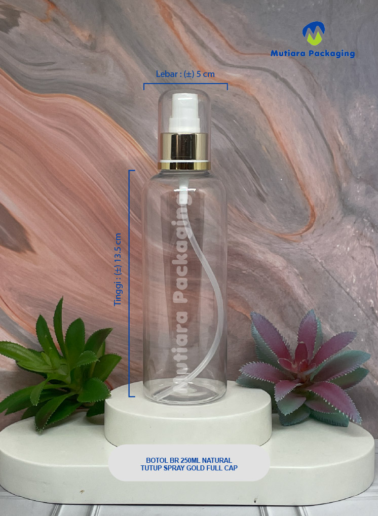 BOTOL BR 250ML NATURAL TUTUP SPRAY  GOLD FULL CAP