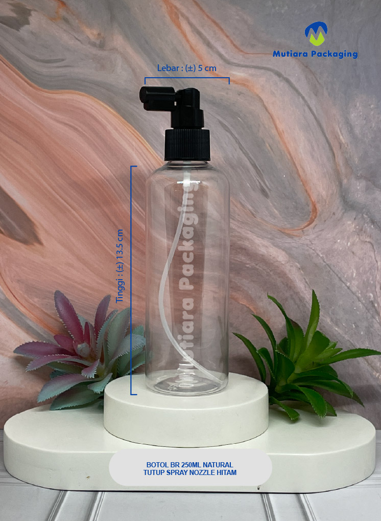 BOTOL BR 250ML NATURAL TUTUP SPRAY  NOZZLE HITAM