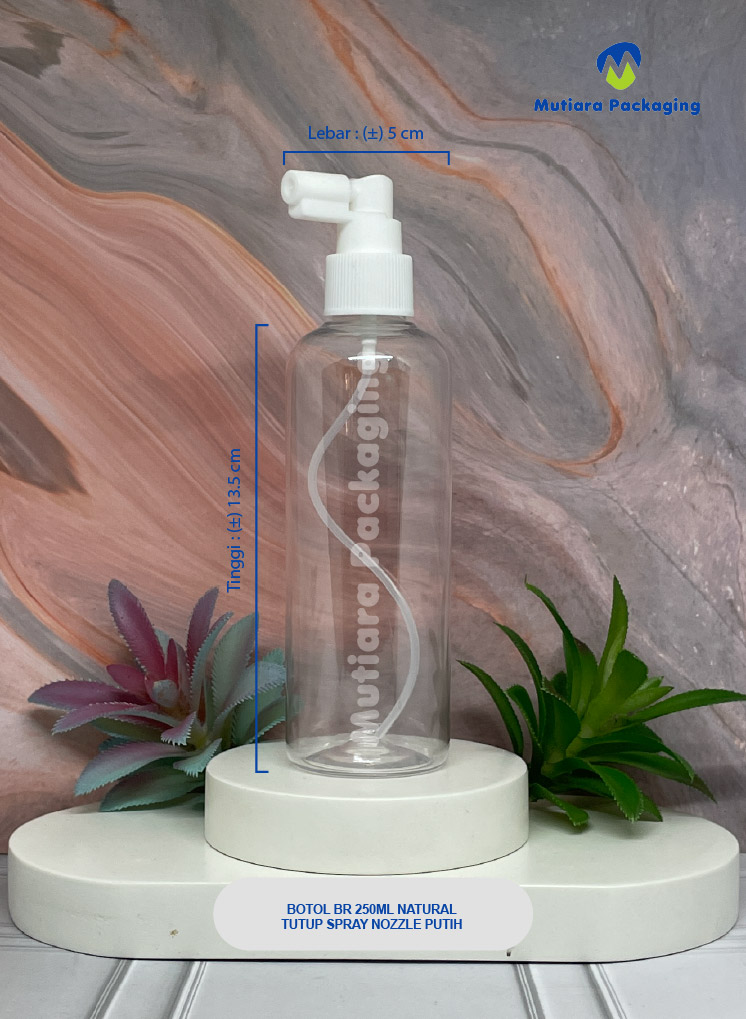 BOTOL BR 250ML NATURAL TUTUP SPRAY  NOZZLE PUTIH