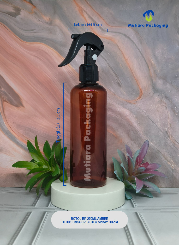 BOTOL BR 250ML AMBER TUTUP TRIGER BEBEK SPRAY BLACK