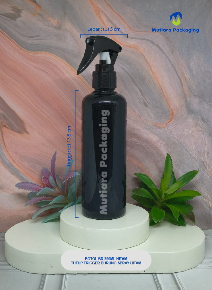 BOTOL BR 250ML HITAM TUTUP TRIGER BURUNG SPRAY BLACK