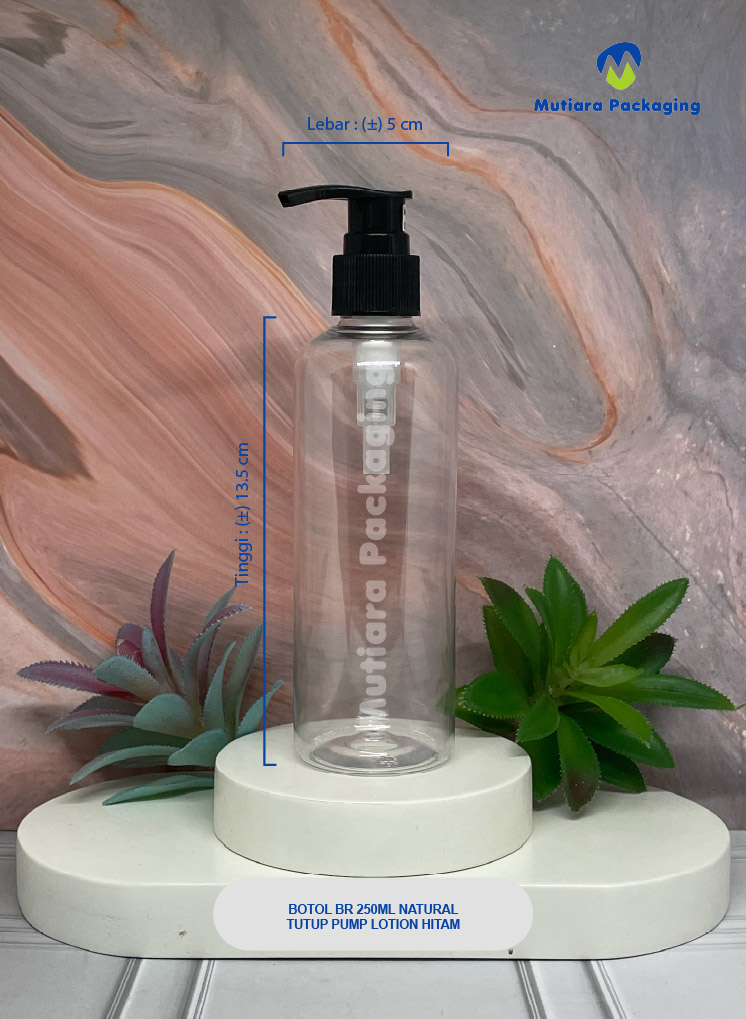 BOTOL BR 250ML NATURAL TUTUP PUMP LOTION HITAM