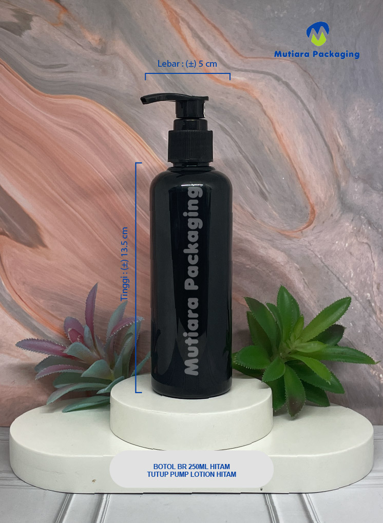 BOTOL BR 250ML HITAM TUTUP PUMP LOTION HITAM