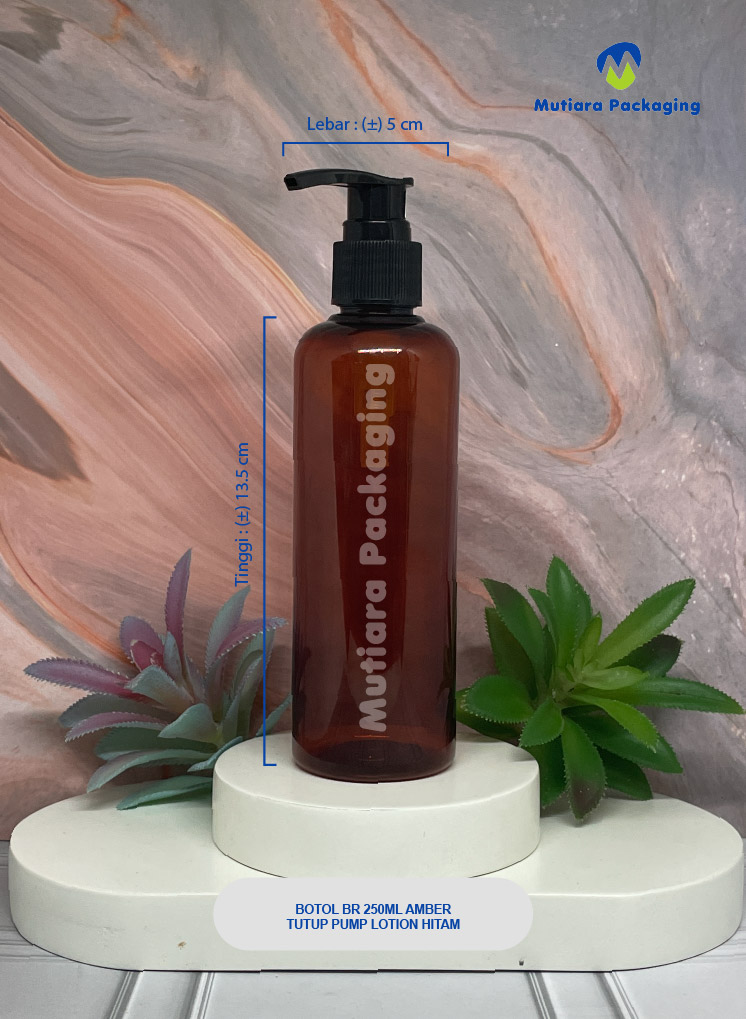 BOTOL BR 250ML AMBER TUTUP PUMP LOTION HITAM