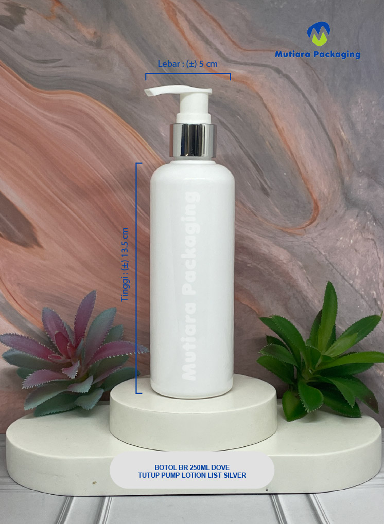 BOTOL BR 250ML DOVE TUTUP PUMP LOTION LIST SILVER