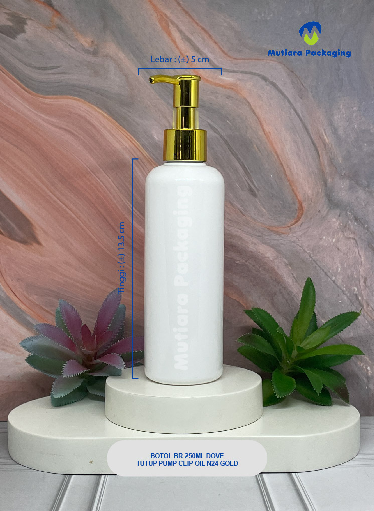 BOTOL BR 250ML DOVE TUTUP PUMP CLIP OIL N24 GOLD