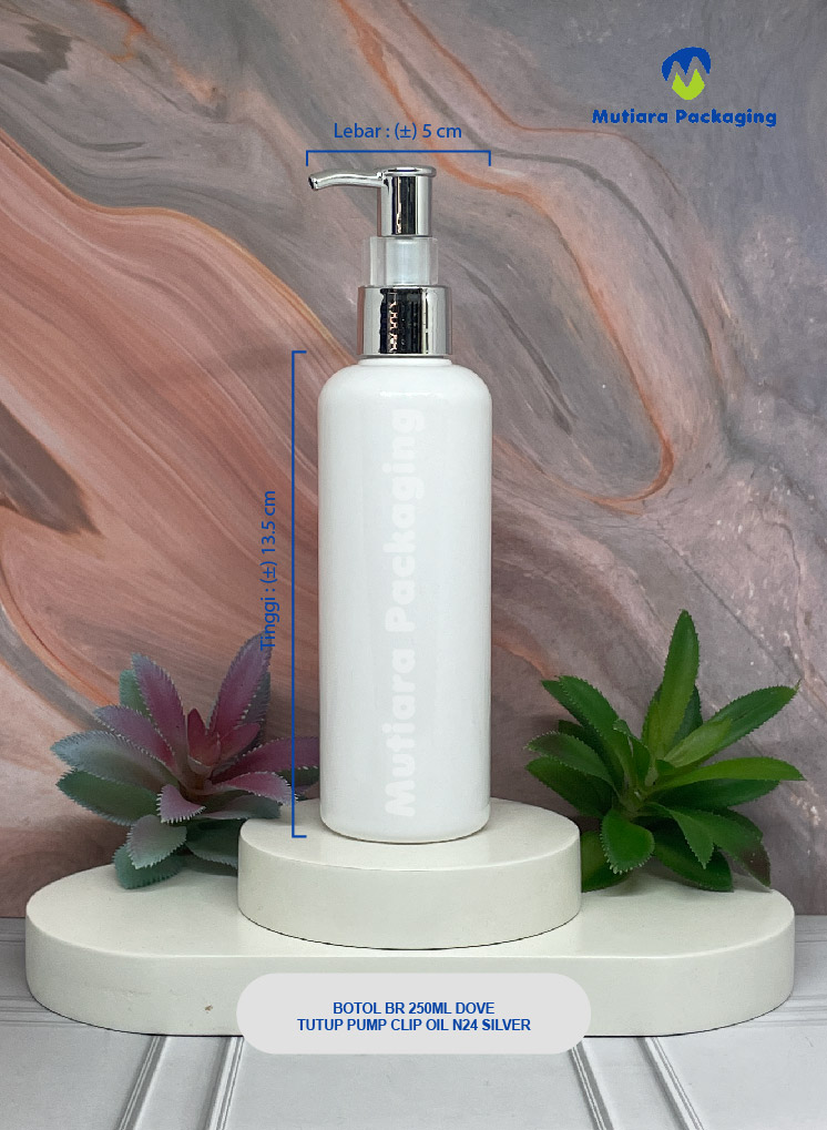 BOTOL BR 250ML DOVE TUTUP PUMP CLIP OIL N24 SILVER
